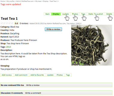 List my teas on WeRateTea.com